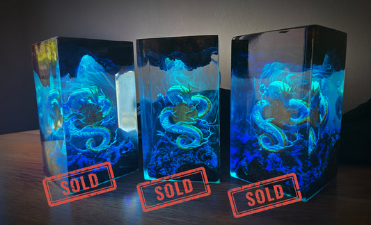 Artifact #4 - Handmade Polished Resin RGB Lamp Lightning Dragon
