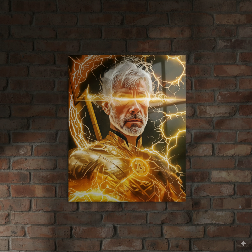 Large Saylor Card Art Printed to Metal  - Series 3 BTC Trading Cards